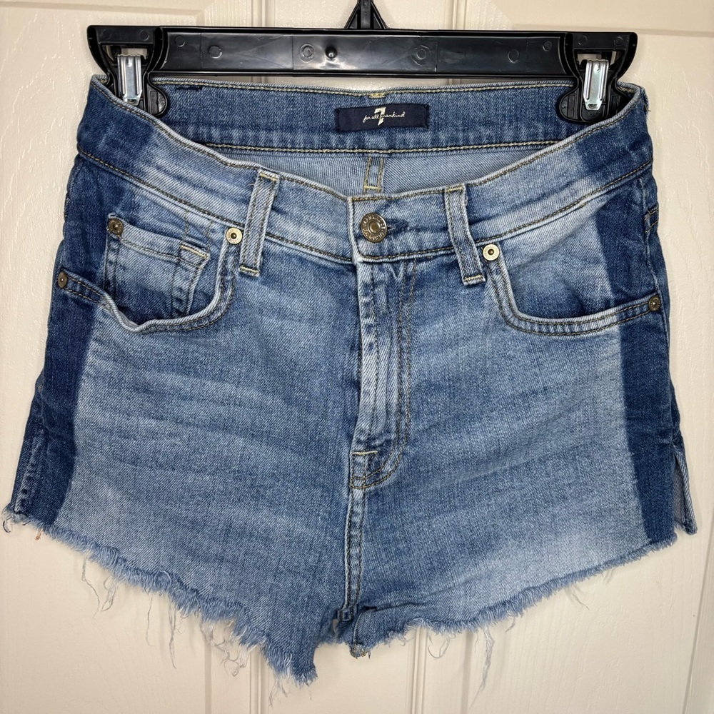 7 For All Mankind Two-toned‎ Distressed Cutoff Shorts Size 26